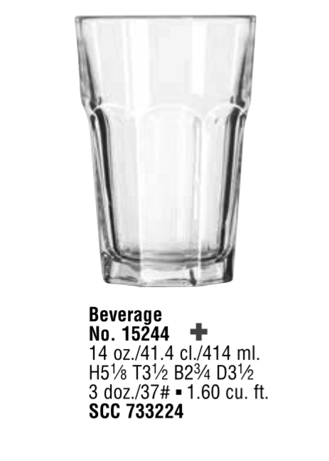 GIBRALTAR® GLASSWARE 15244 Beverage, 14 oz 3 dz