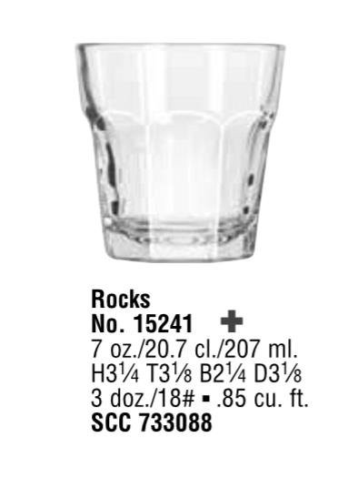 GIBRALTAR® GLASSWARE 15241 Rocks, 7 oz 3 dz