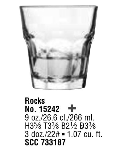 GIBRALTAR® GLASSWARE 15242 Rocks, 9 oz 3 dz